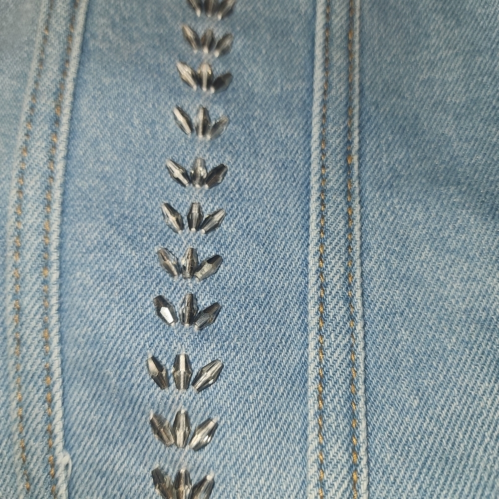 POL Rhinestone Denim Corset Tank Top, Small. New With Tags - Picture 6 of 6